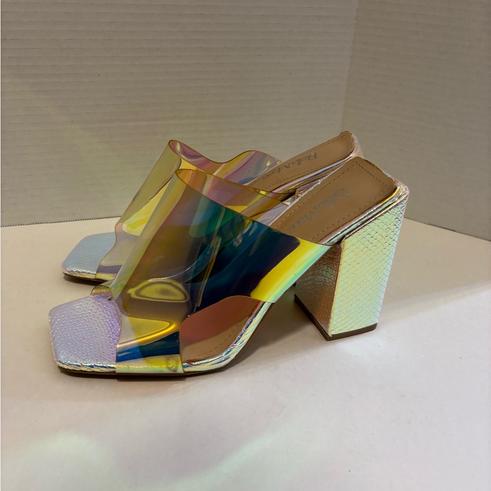 🔵Holographic BLOCK Heels BELLA MARIE - Picture 10 of 14